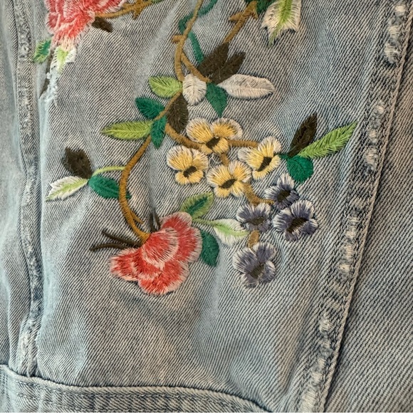 Blue jean jacked with pink Artistic Floral Design - Picture 8 of 11
